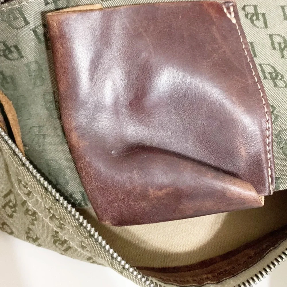 Dooney and Bourke Shoulder Bag Signature Canvas with Leather Accents Zip Closure